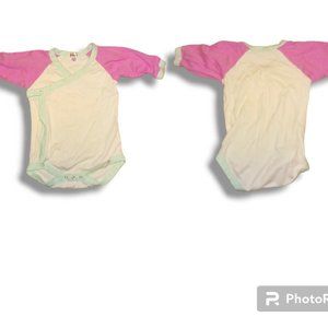Lorain Designs 6 To 12 months pink green and white onesie snap buttons